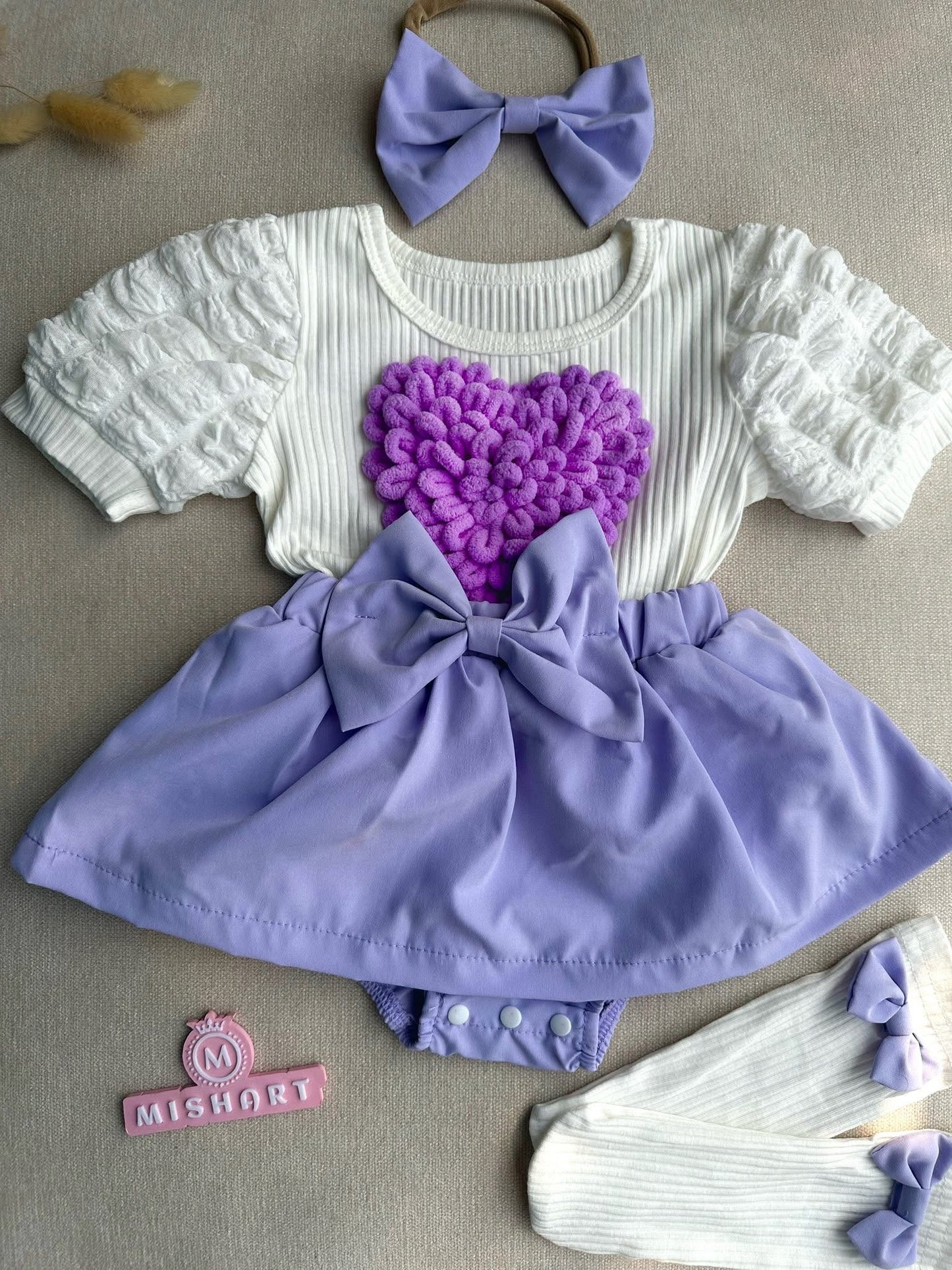 Love shape purple dress set