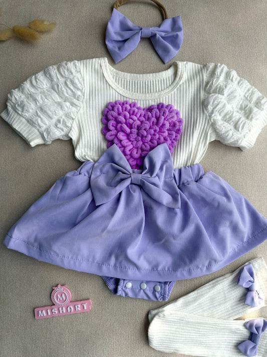 Love shape purple dress set