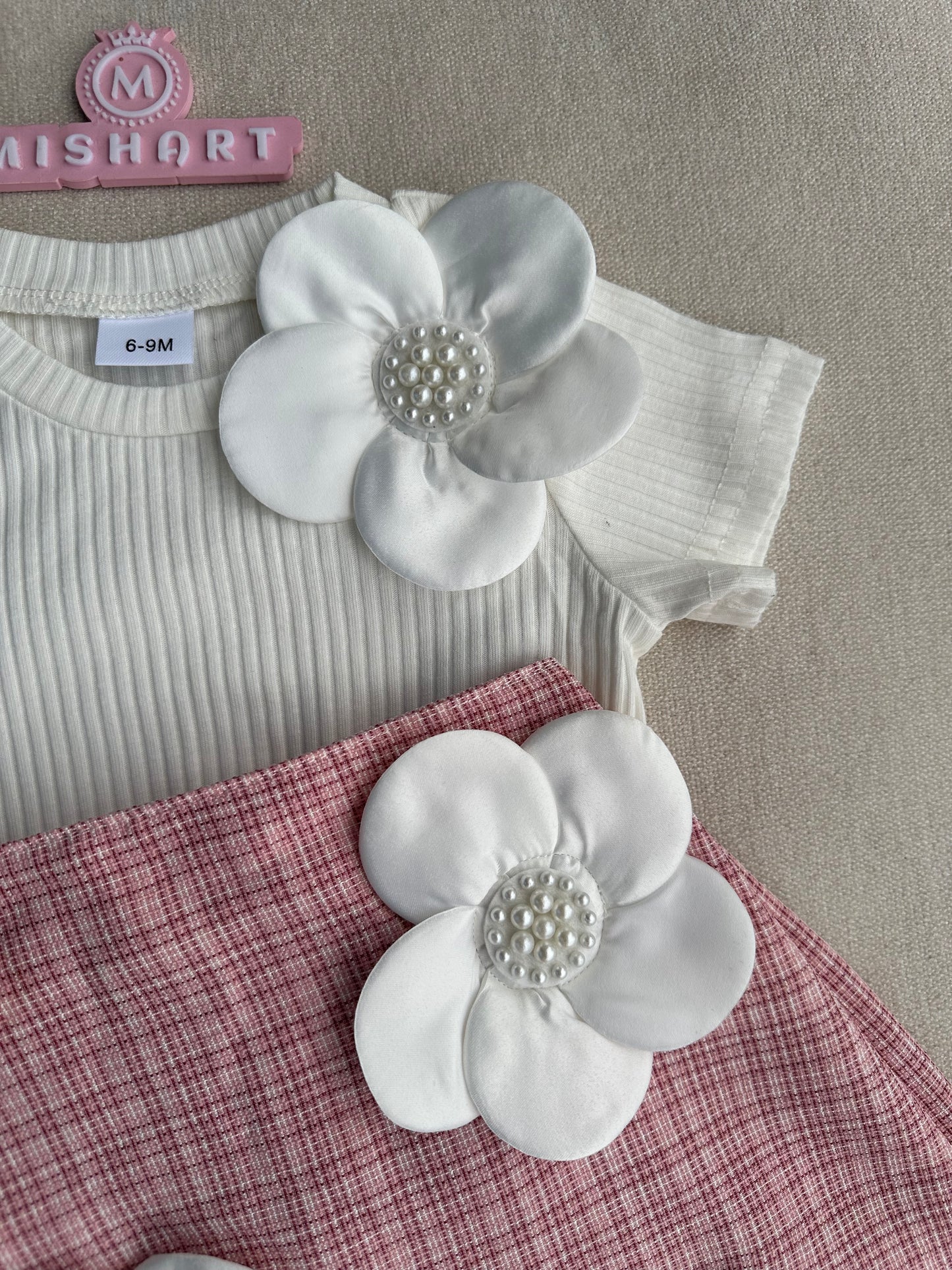 3D flower short skirt set