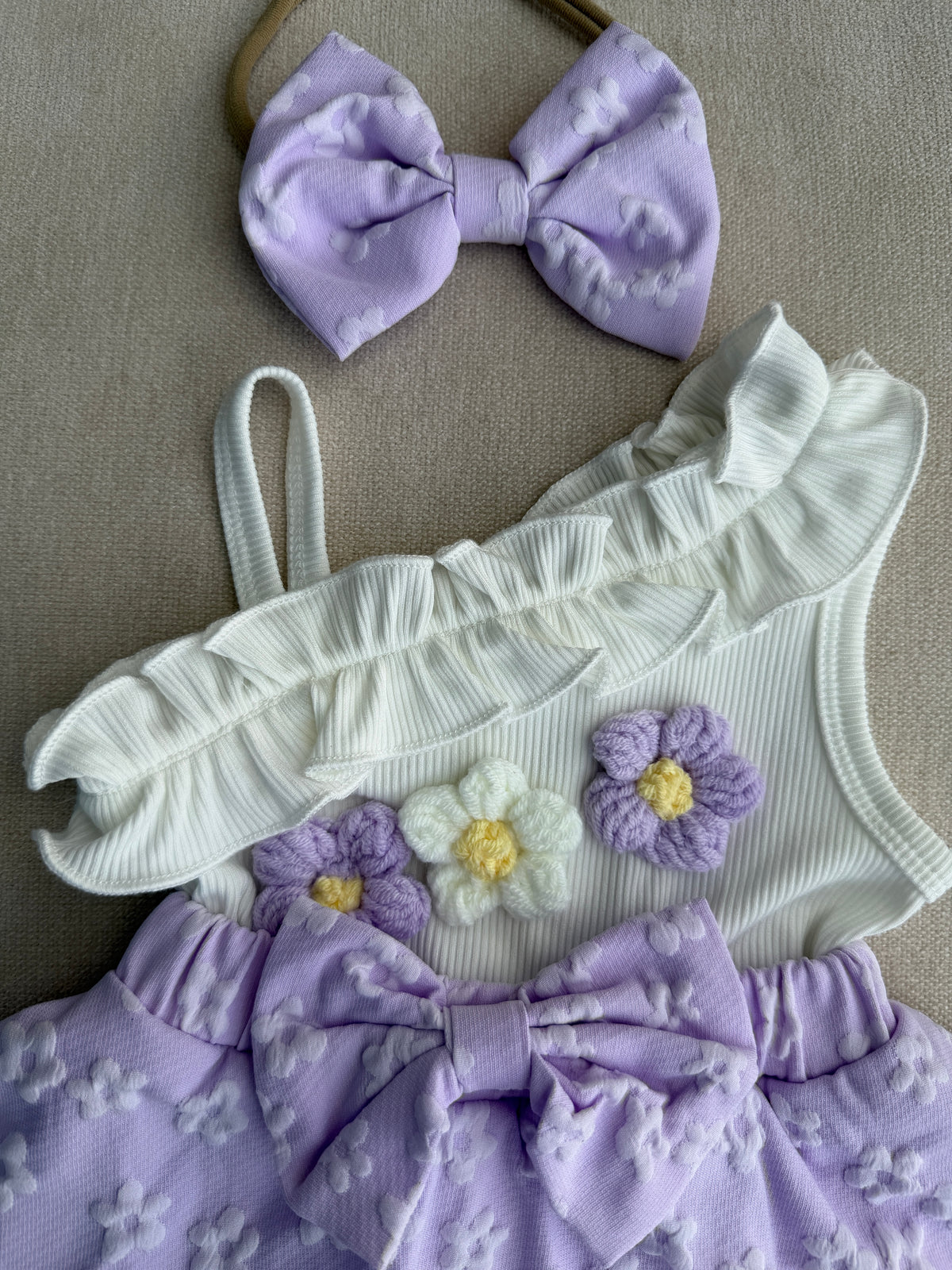 Lavender Floral Baby Girl Romper Set 💜