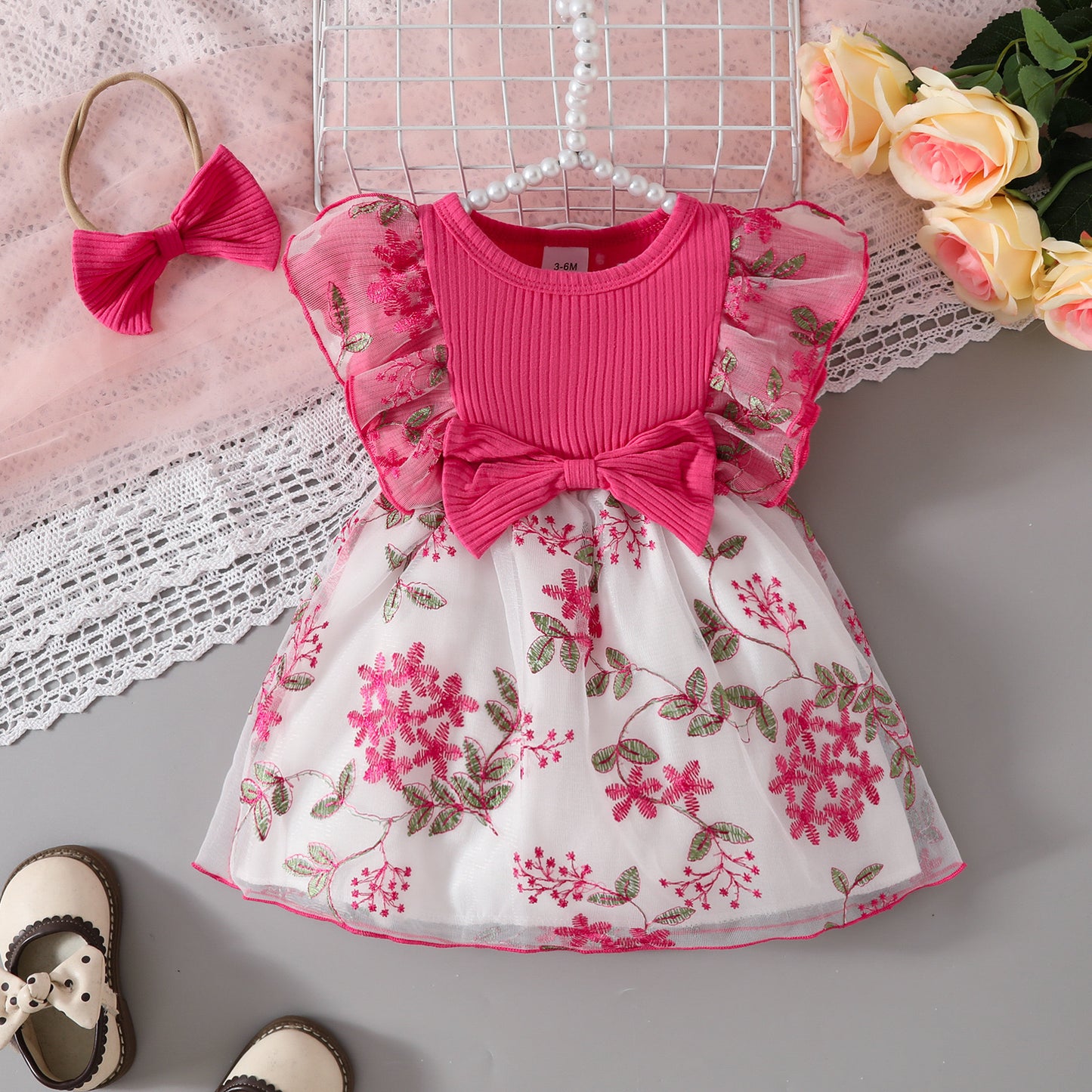 Beautiful embroidery dress with headband