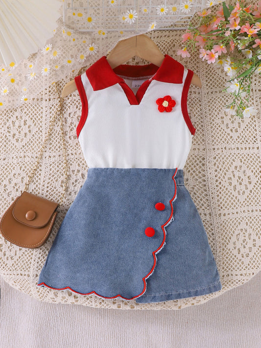 Denim skirt & top