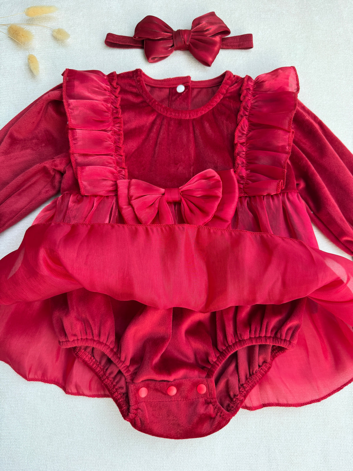 Ruby Velvet Romper Dress 🎀