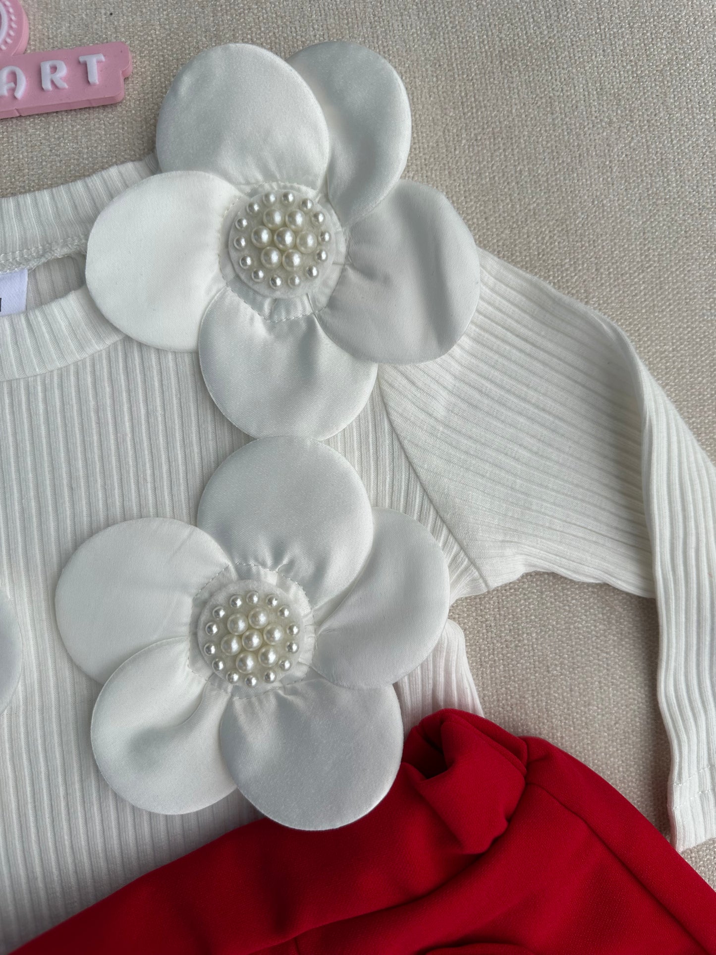 3D flower top & skirt with hat set