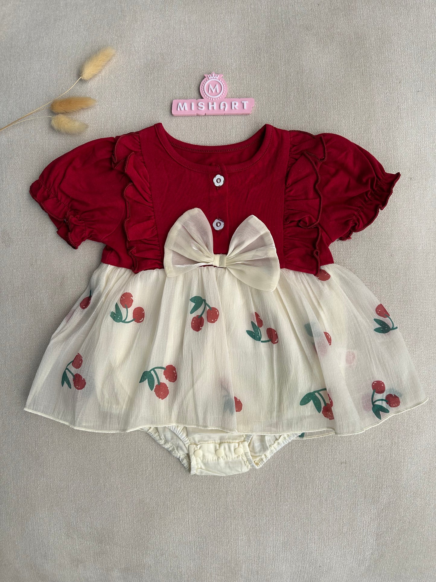 Sweet cherry romper dress