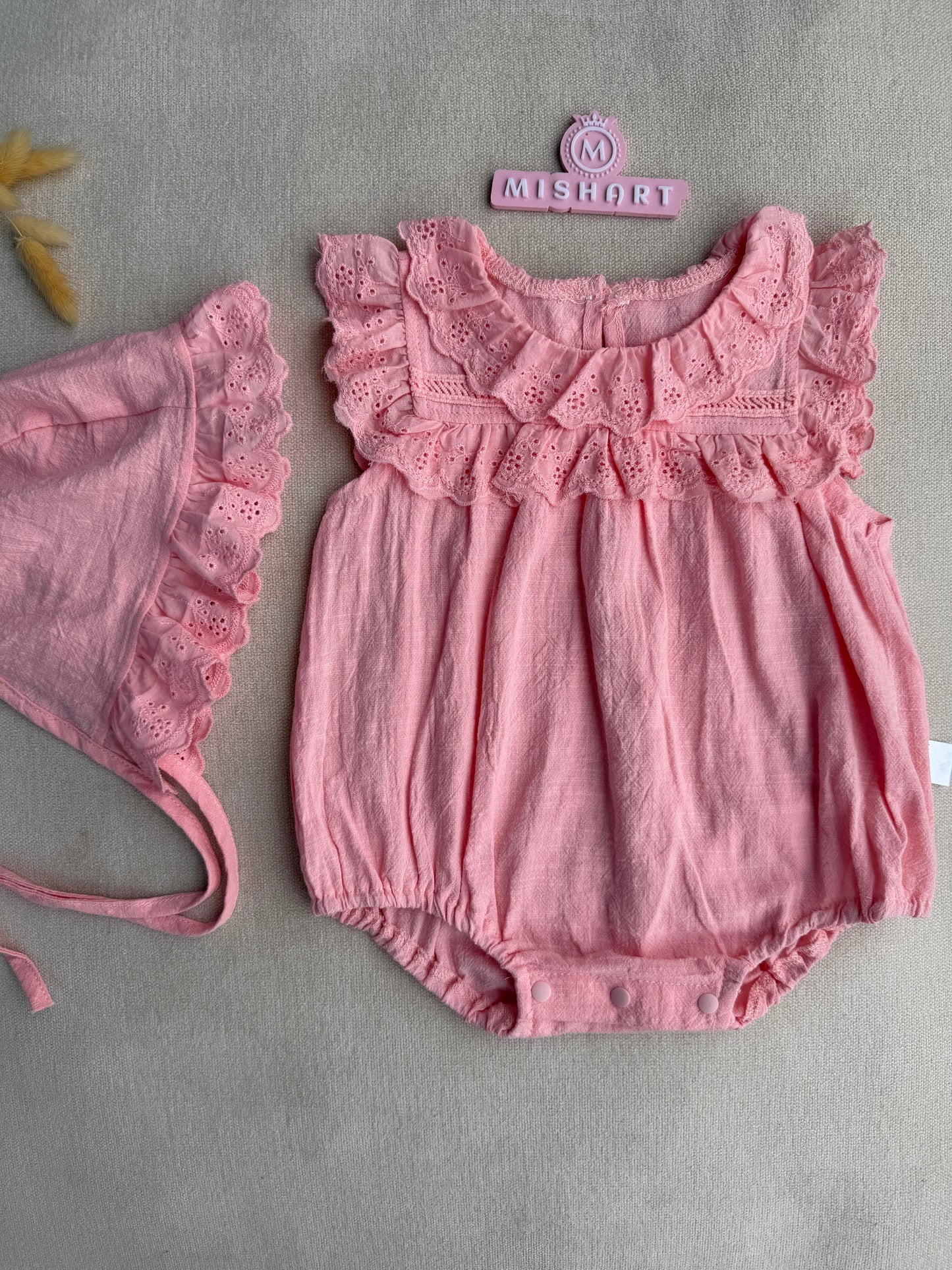 soft Pink Ruffle Baby Romper