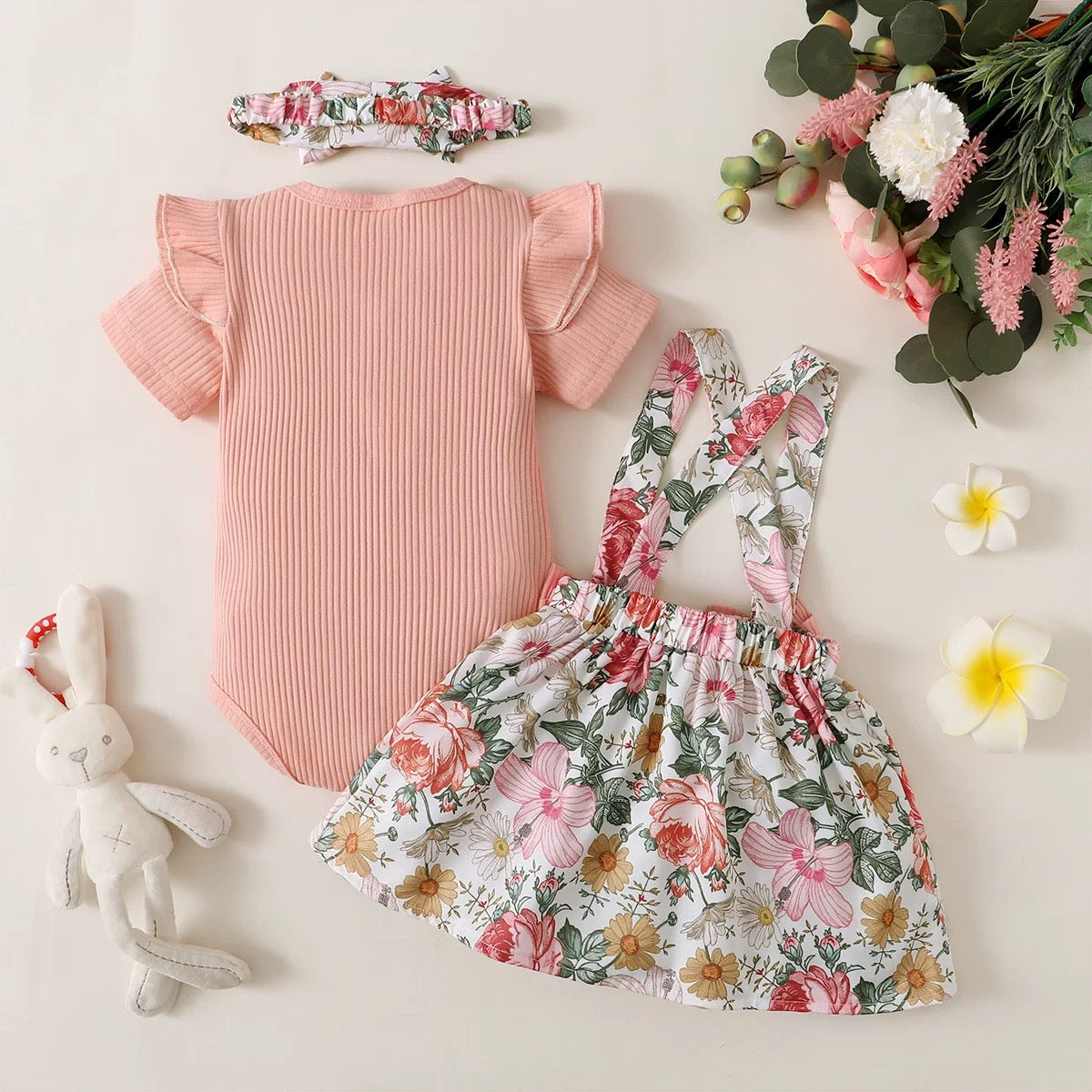 Romper & skirt set with headband