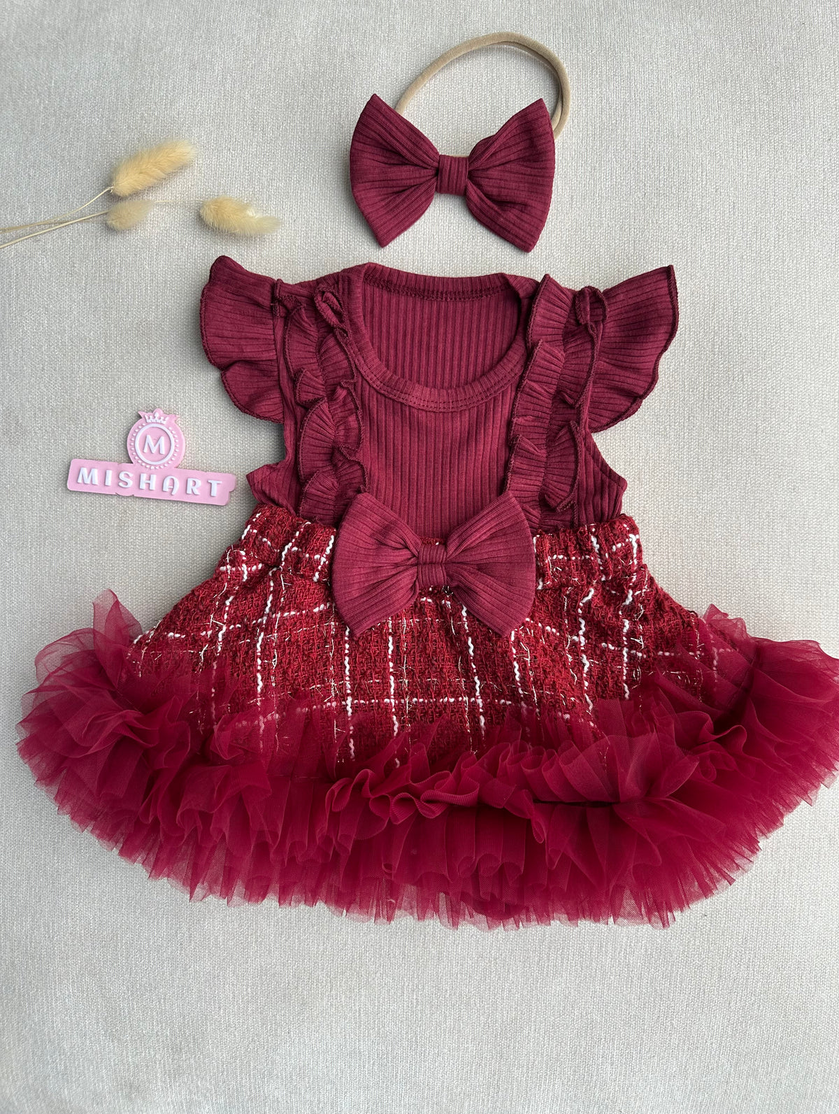 Berry Royale Ruffle Dress (short style)