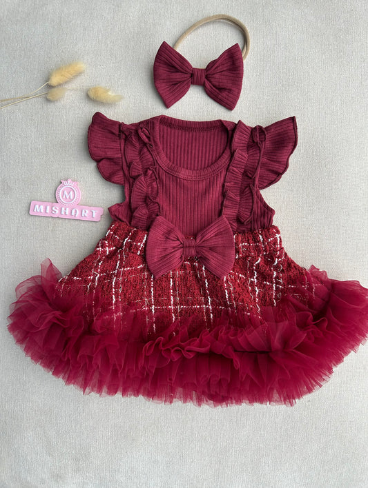 Berry Royale Ruffle Dress (short style)