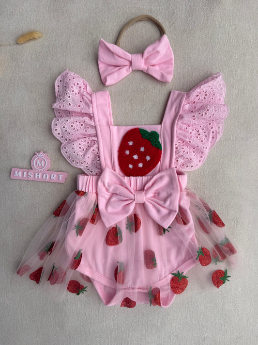 Strawberry Princess Tulle Romper Set