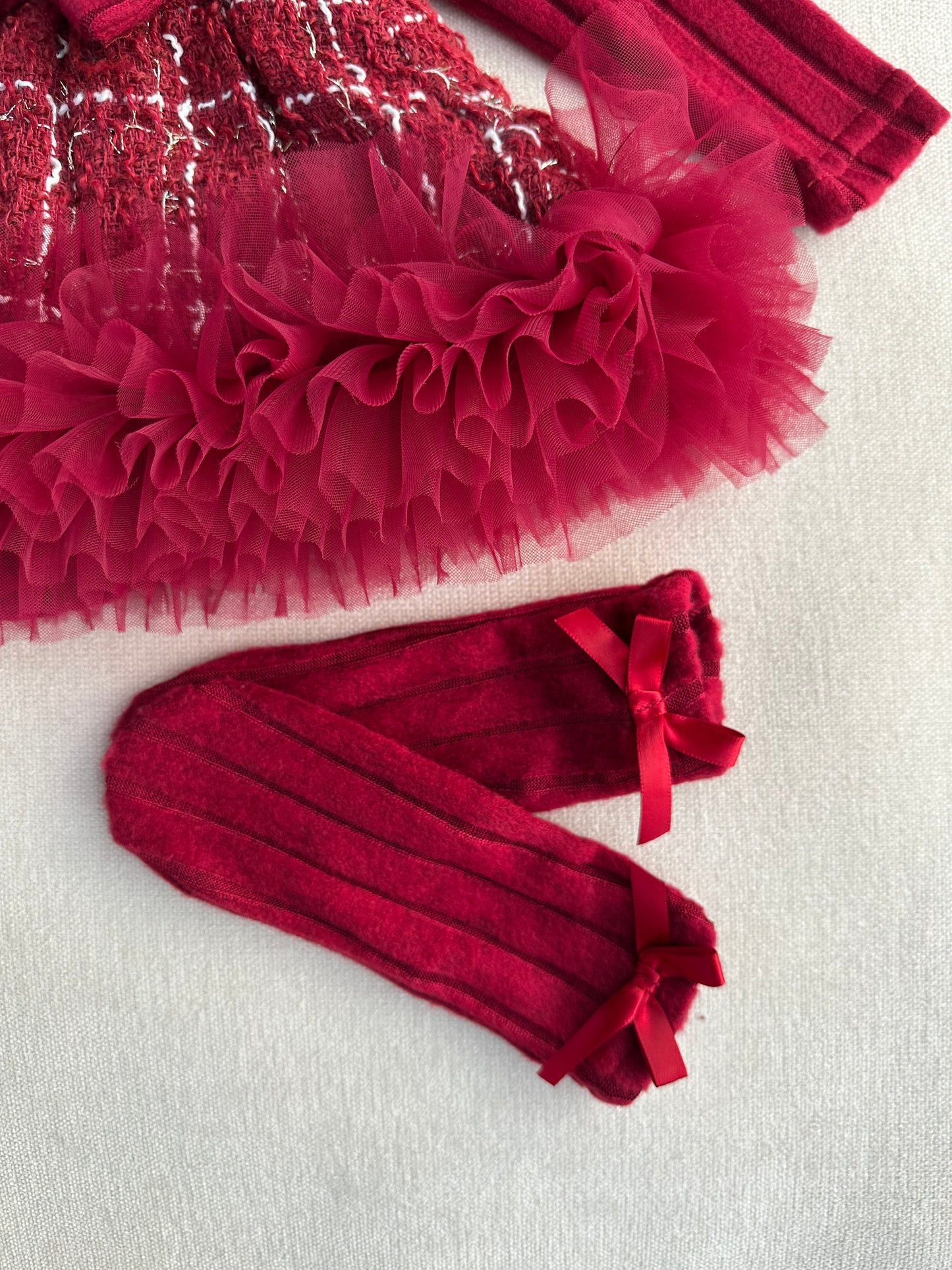 Beautiful velvet tweed dress set for baby