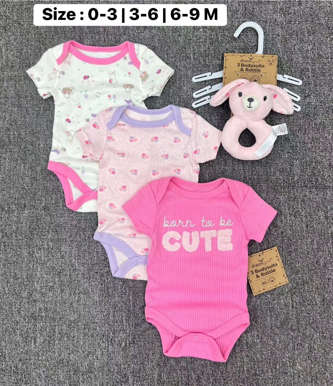 3pcs romper + 1 toy imported romper set for babies