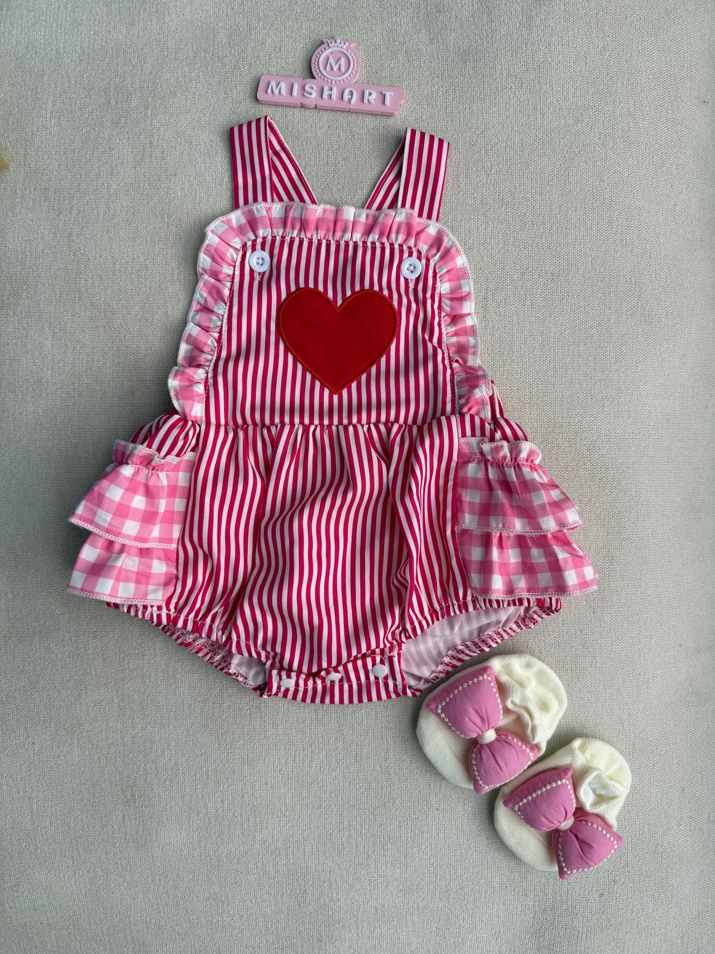 Sweetheart Stripe Romper with socks