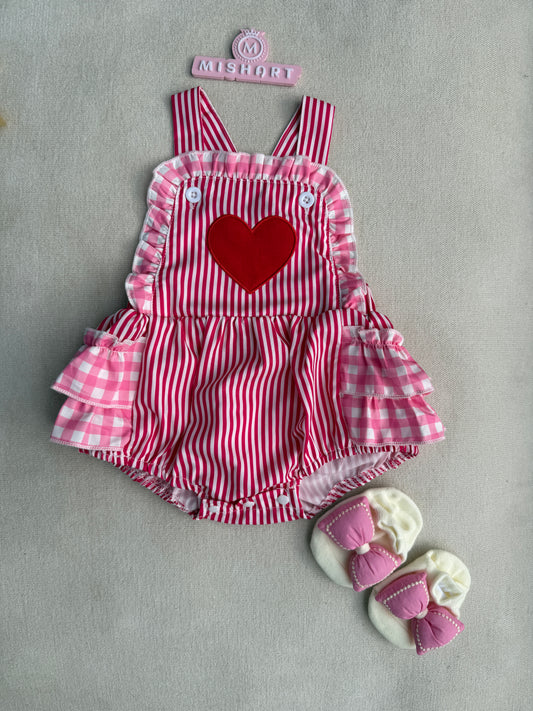 Sweetheart Stripe Romper with socks