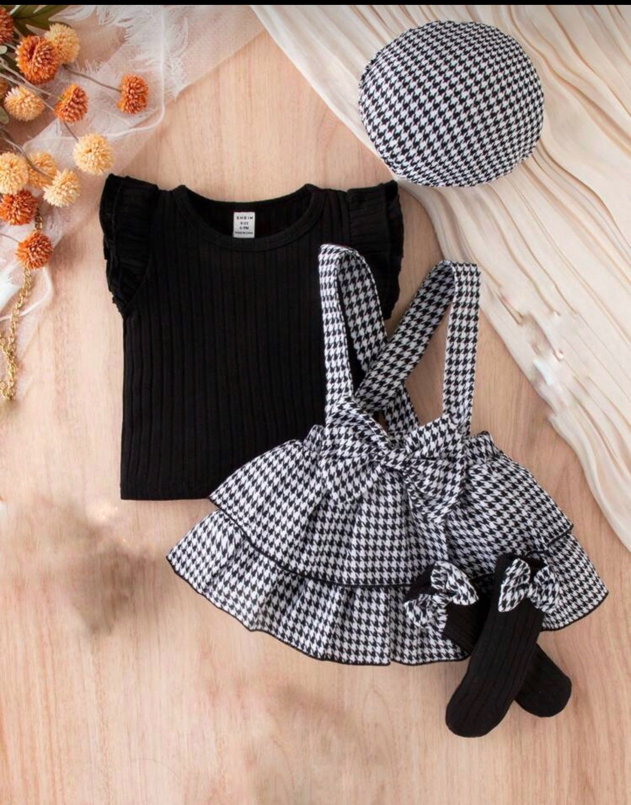 Skirt , top , hat , socks combo